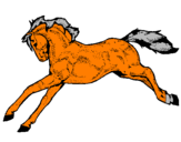 Disegno Cavallo in corsa pitturato su Marco