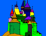 Disegno Castello medievale  pitturato su mario