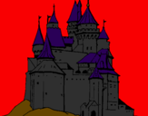 Disegno Castello medievale  pitturato su cibbo