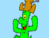 Disegno Cactus con il cappello  pitturato su diego