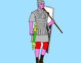 Disegno Soldato romano  pitturato su ciuco