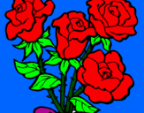 Disegno Mazzo di rose  pitturato su migeta e davide