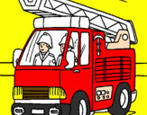 Disegno Camion dei Pompieri  pitturato su michele