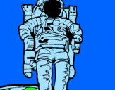 Disegno Astronauta  pitturato su daniele