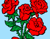 Disegno Mazzo di rose  pitturato su giovanna