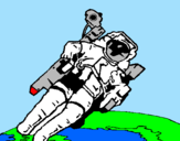 Disegno Astronauta nello spazio  pitturato su giorgia