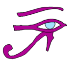 Disegno Occhio di Horus  pitturato su pinguo