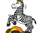 Disegno Zebra che salta sulle pietre  pitturato su FRANCI