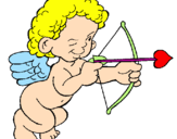 Disegno Cupido prende la mira  pitturato su erika valentino