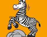 Disegno Zebra che salta sulle pietre  pitturato su signora africana