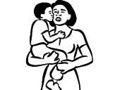 Disegno Bacio materno  pitturato su mamma