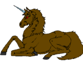 Disegno Unicorno seduto  pitturato su afhnjmnjhghnm,hhvfdxssnm
