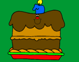 Disegno Torta di compleanno  pitturato su saetta mcqueen