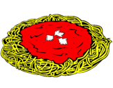 Disegno Spaghetti al formaggio  pitturato su federico g.