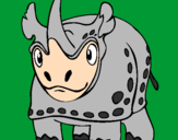 Disegno Rinoceronte  pitturato su cristiaN