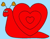 Disegno Lumachina cuore  pitturato su Di giu