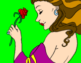 Disegno Principessa con una rosa pitturato su ENZA  ......