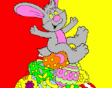 Disegno Coniglio di Pasqua pitturato su camposano bruno