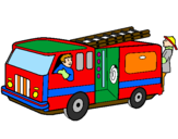 Disegno Pompieri sul camion  pitturato su michele