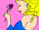 Disegno Principessa con una rosa pitturato su riccardo