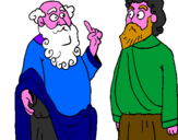 Disegno Socrate e Platone pitturato su max