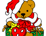 Disegno Orsacchiotto con il berretto di Natale pitturato su orsetto