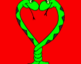 Disegno Serpenti innamorati  pitturato su serpentello