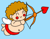 Disegno Cupido  pitturato su camilla