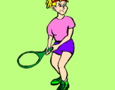 Disegno Ragazza che gioca a tennis  pitturato su simo 95
