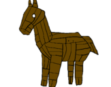 Disegno Cavallo di Troia pitturato su raziel