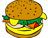 Disegno Hamburger completo  pitturato su pop