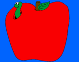Disegno Vermiciattolo nella frutta  pitturato su kiki
