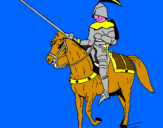 Disegno Cavallerizzo a cavallo  pitturato su vilma