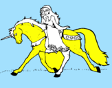 Disegno Principessa a cavallo di unicorno  pitturato su frgdrghghgerehgynjnuftjhh