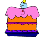 Disegno Torta di compleanno  pitturato su lucia