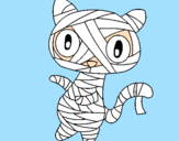 Disegno Mummia gatto scaraboechio pitturato su Erica