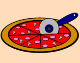 Disegno Pizza pitturato su Alice