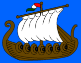 Disegno Barca vikinga  pitturato su sebastiano