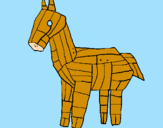 Disegno Cavallo di Troia pitturato su laura