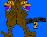 Disegno Madagascar 2 Manson & Phil 2 pitturato su saetta mcqueen