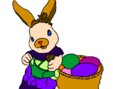 Disegno Coniglietta di Pasqua con l'annaffiatoio  pitturato su giovy