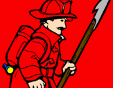 Disegno Pompiere  pitturato su ALESSANDRO FG