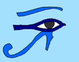 Disegno Occhio di Horus  pitturato su sara