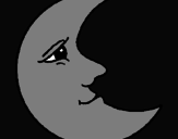 Disegno Luna  pitturato su gaia
