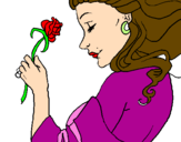 Disegno Principessa con una rosa pitturato su Rossana Basile