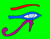 Disegno Occhio di Horus  pitturato su ludovica