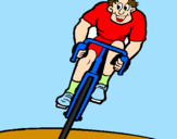 Disegno Ciclista con il berretto  pitturato su u boss