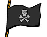 Disegno Bandiera dei pirati pitturato su diego