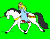 Disegno Principessa a cavallo di unicorno  pitturato su martina 04