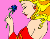 Disegno Principessa con una rosa pitturato su micky